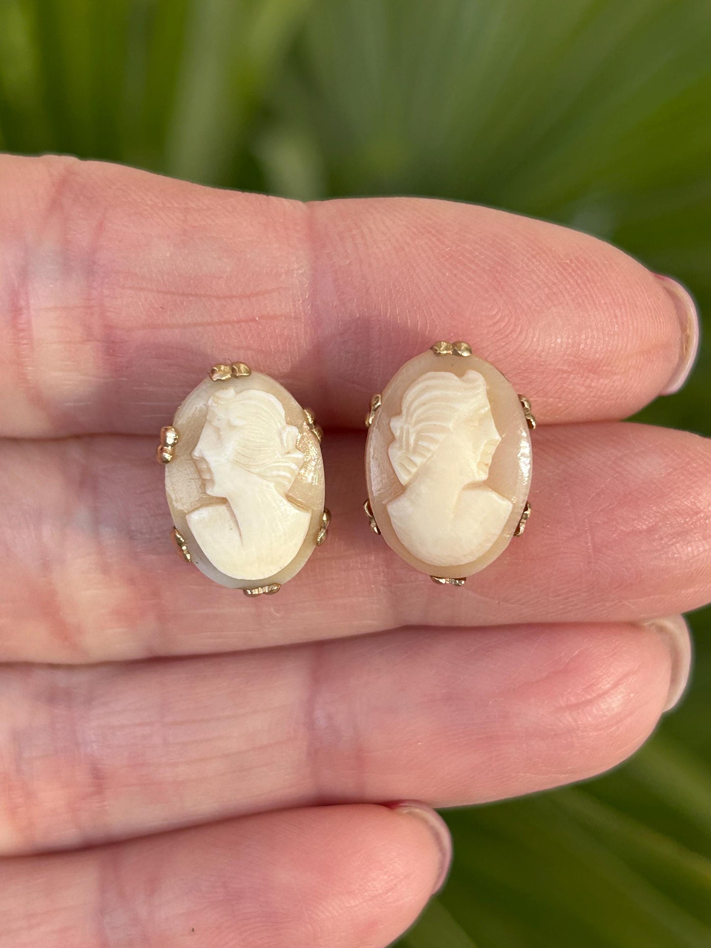 Vintage Cameo Statement Earrings 9 Carat Yellow Gold