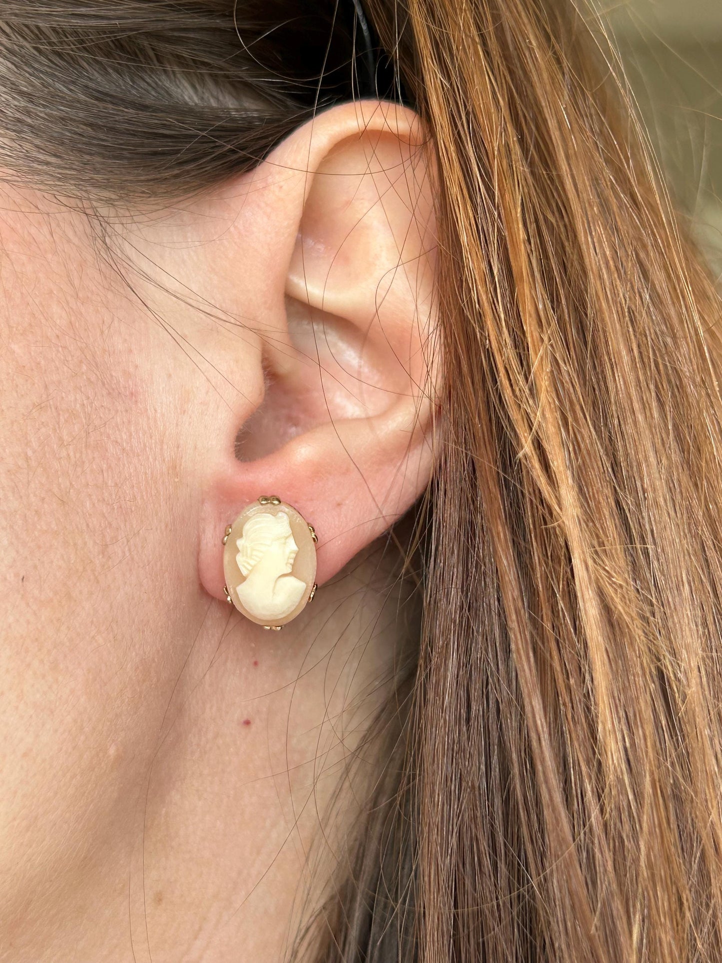 Vintage Cameo Statement Earrings 9 Carat Yellow Gold