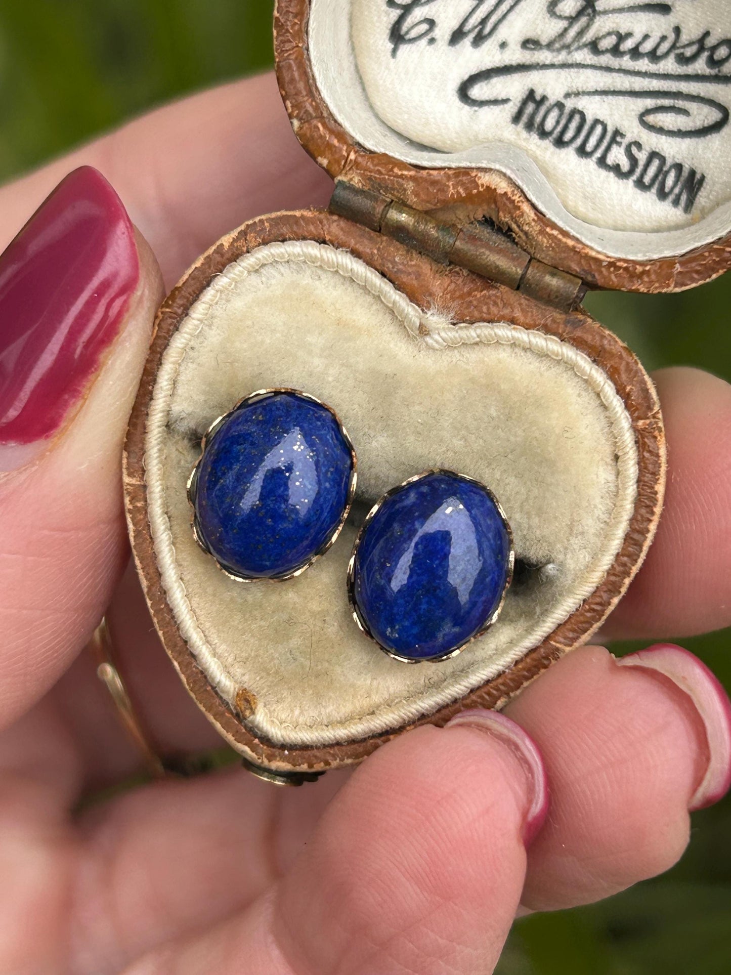 Vintage Oval Lapis Lazuli Stud Earrings 9 Carat Yellow Gold 1993