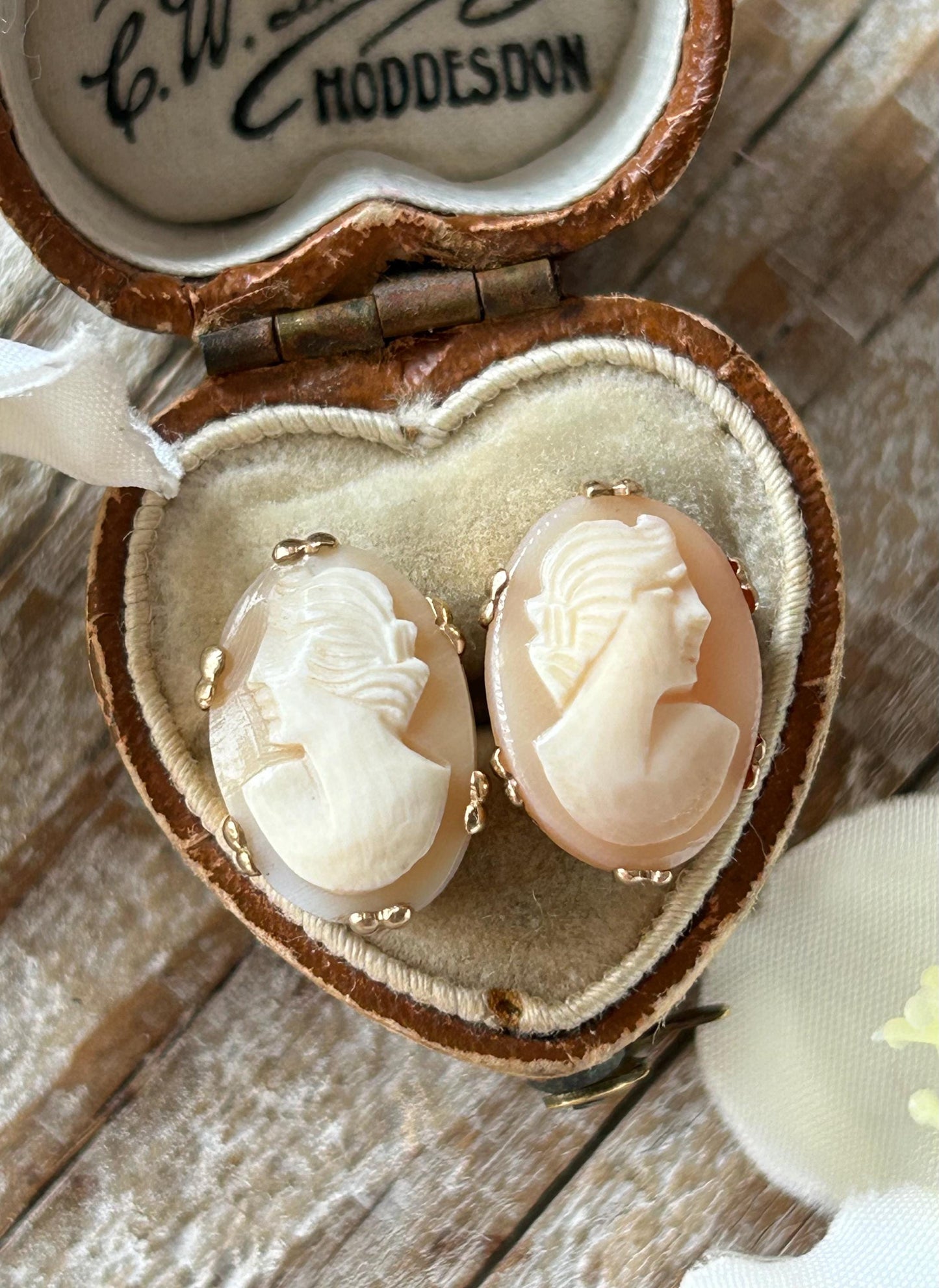 Vintage Cameo Statement Earrings 9 Carat Yellow Gold