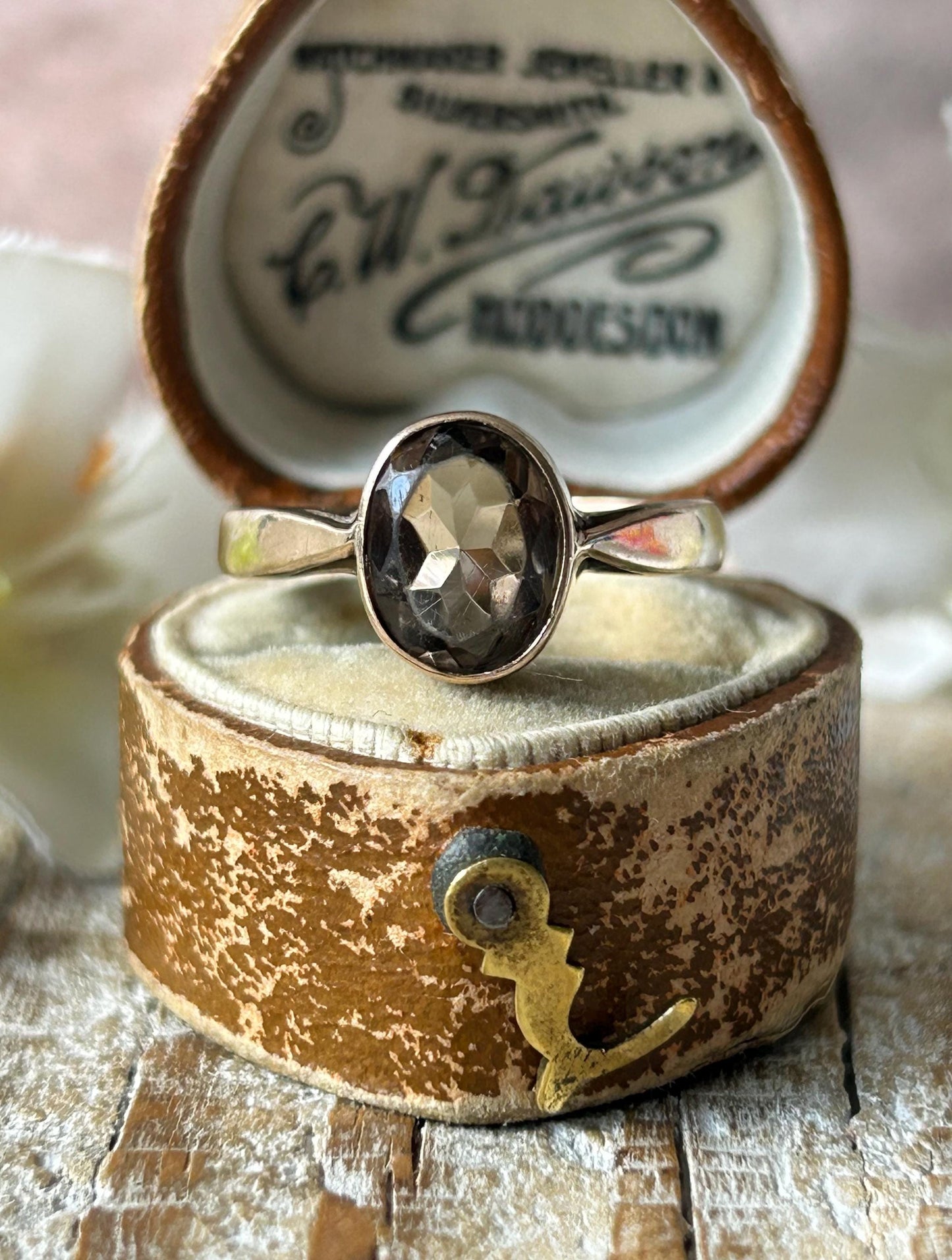 Vintage Oval Cut Smokey Quartz Solitaire Ring 9 Carat Yellow Gold