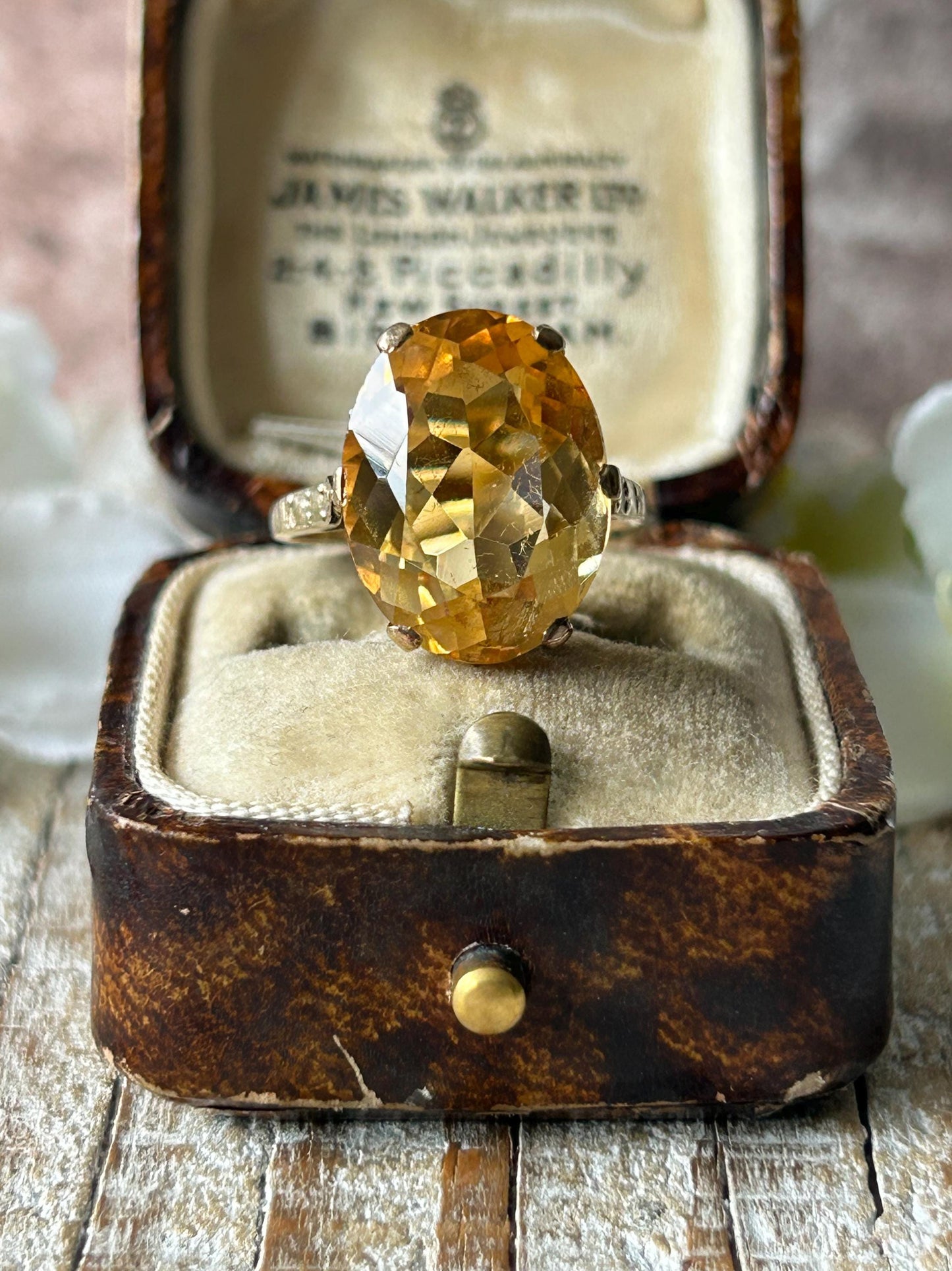 Vintage Citrine Statement Ring 9 Carat Yellow Gold