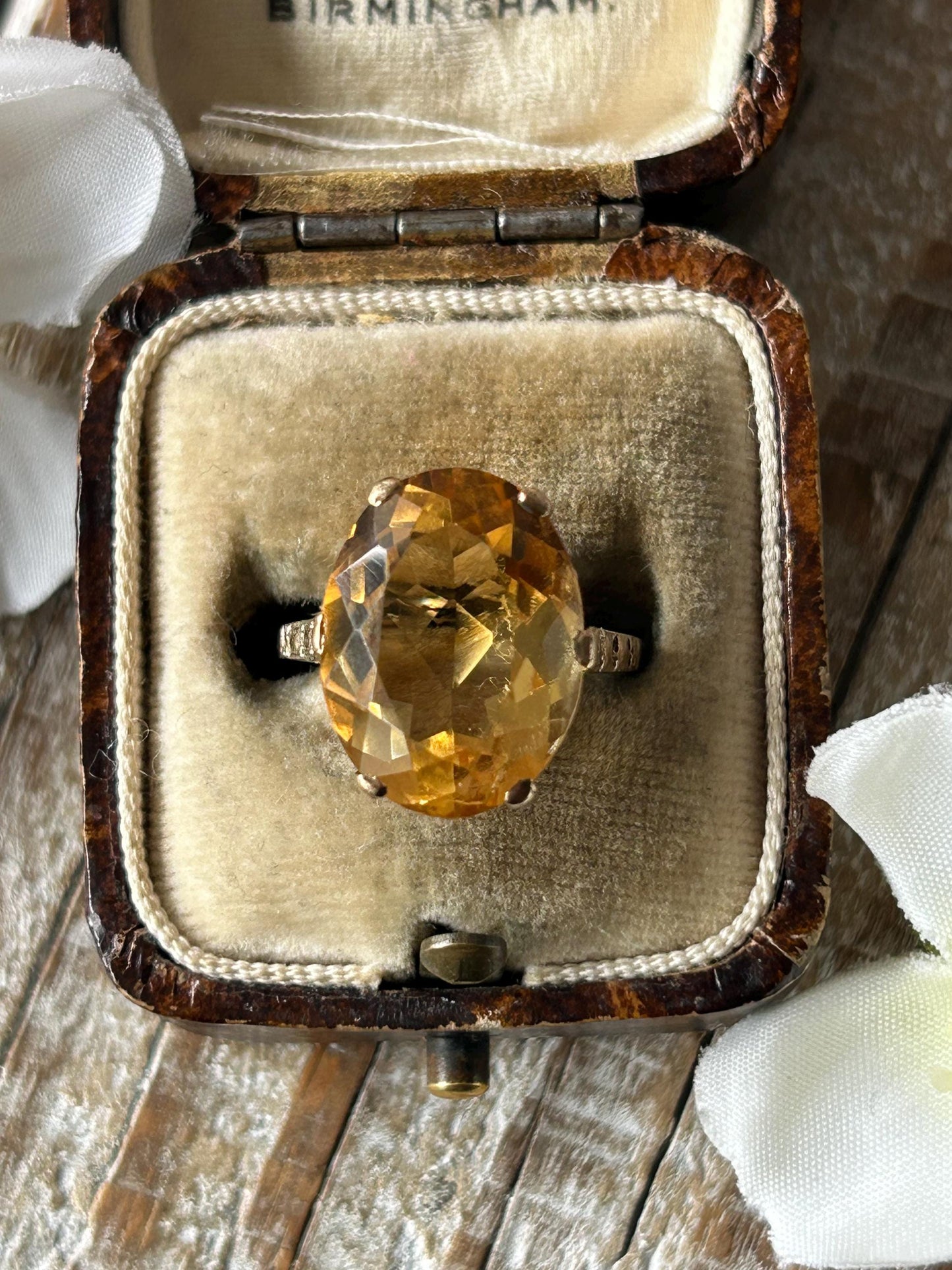 Vintage Citrine Statement Ring 9 Carat Yellow Gold