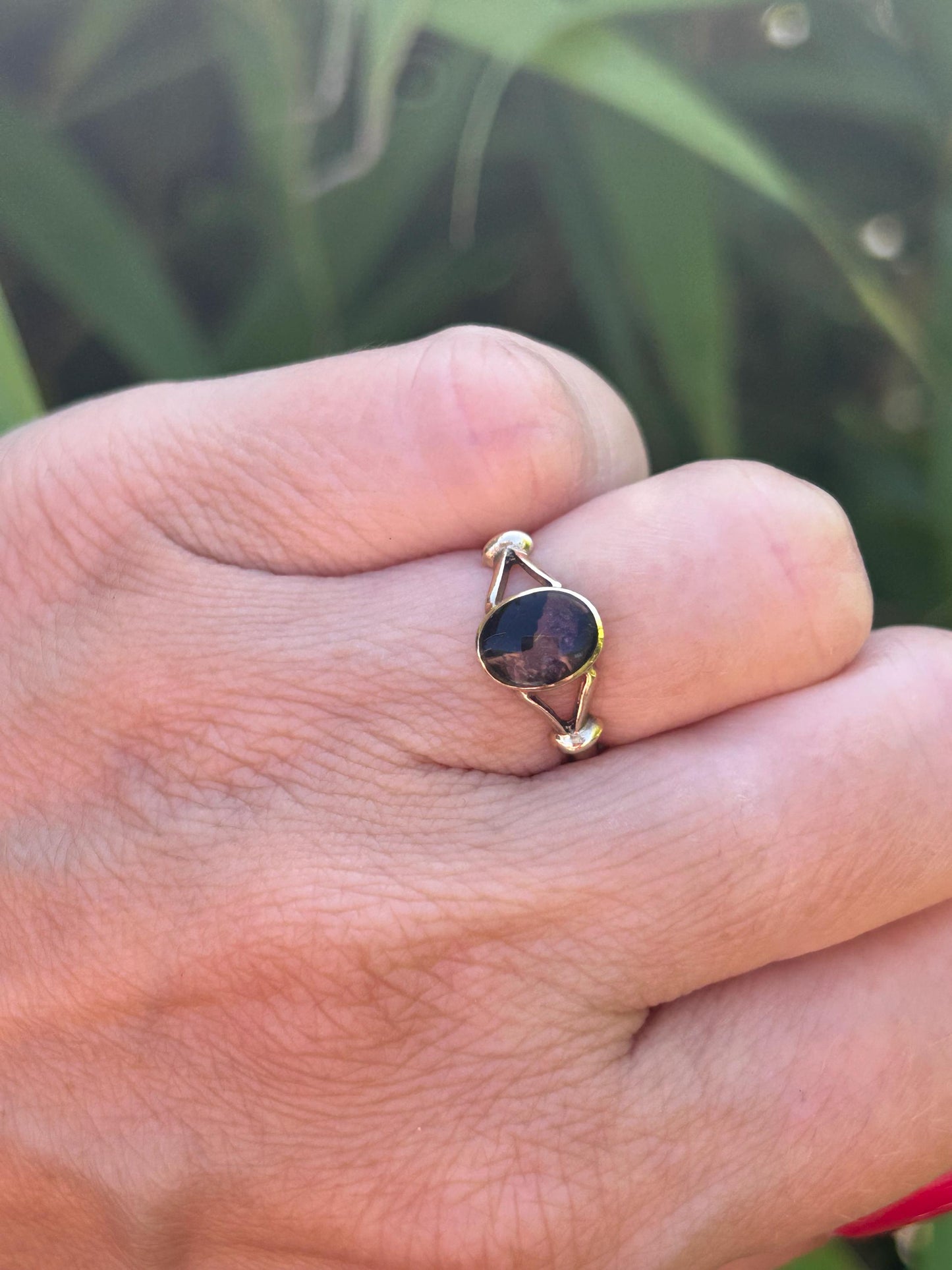 Vintage Blue John Solitaire Ring 9 Carat Yellow Gold 1982