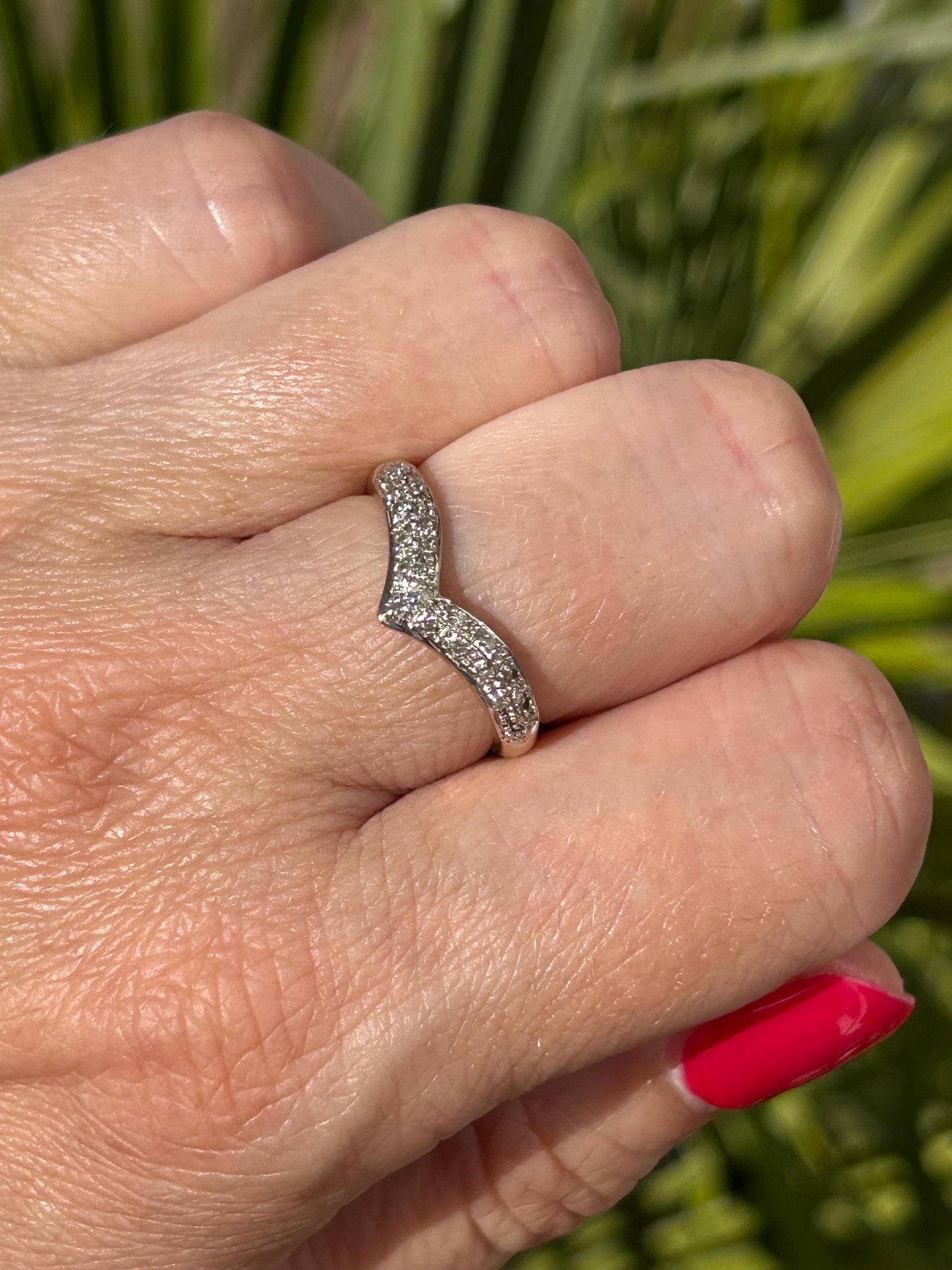 Vintage Pave Set Diamond Wishbone Ring 9 Carat Yellow Gold