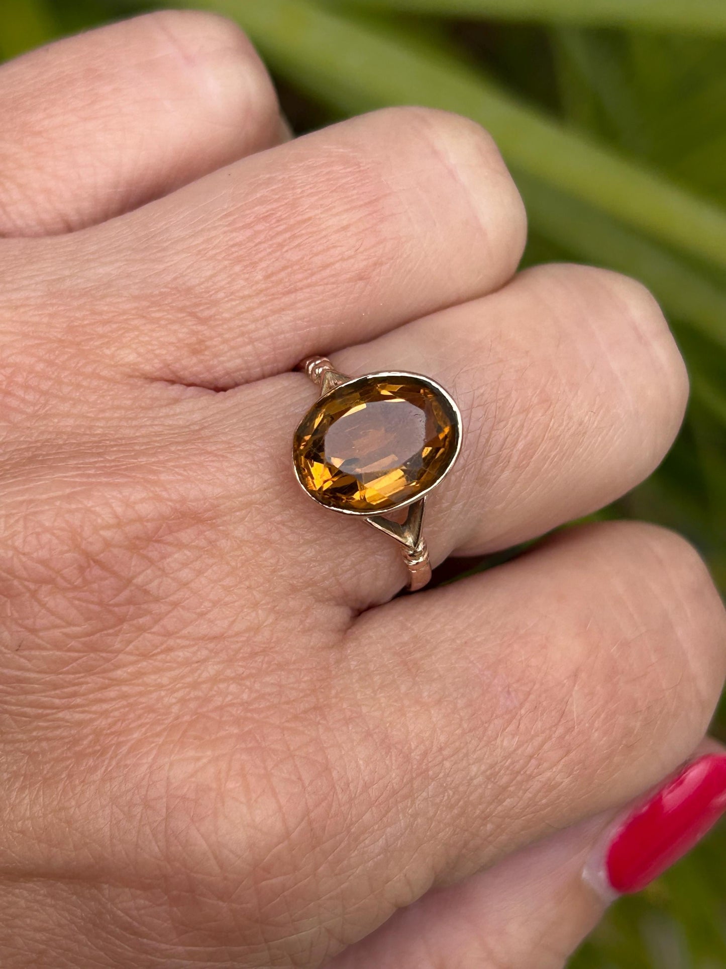 Vintage Oval Citrine Statement Ring 9 Carat Yellow Gold