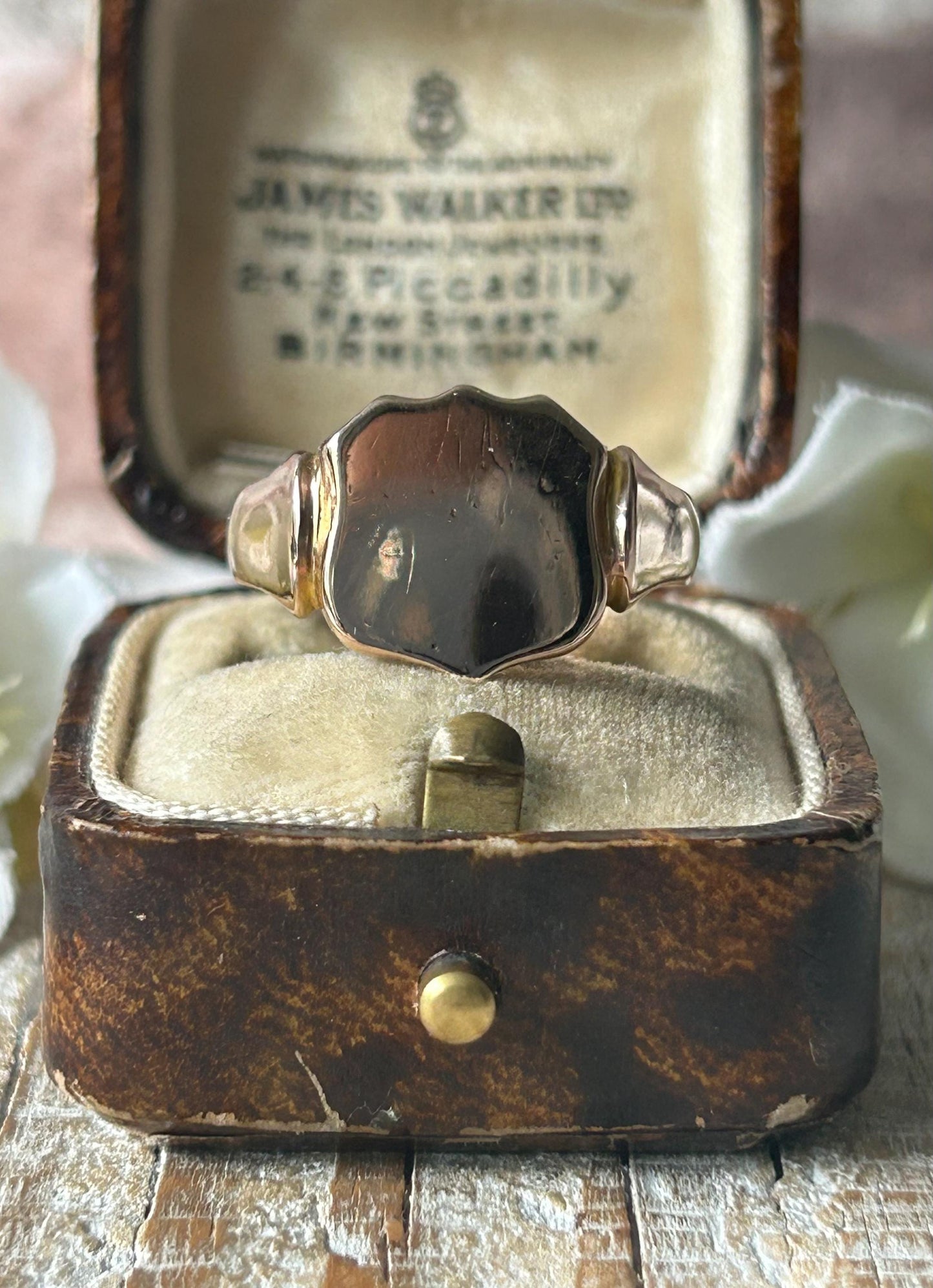 Antique Art Deco Shield Signet Ring 9 Carat Yellow Gold 1931, Solid Gold Blank Signet Ring Chester Hallmark, Statement Ring, Gold Jewelry
