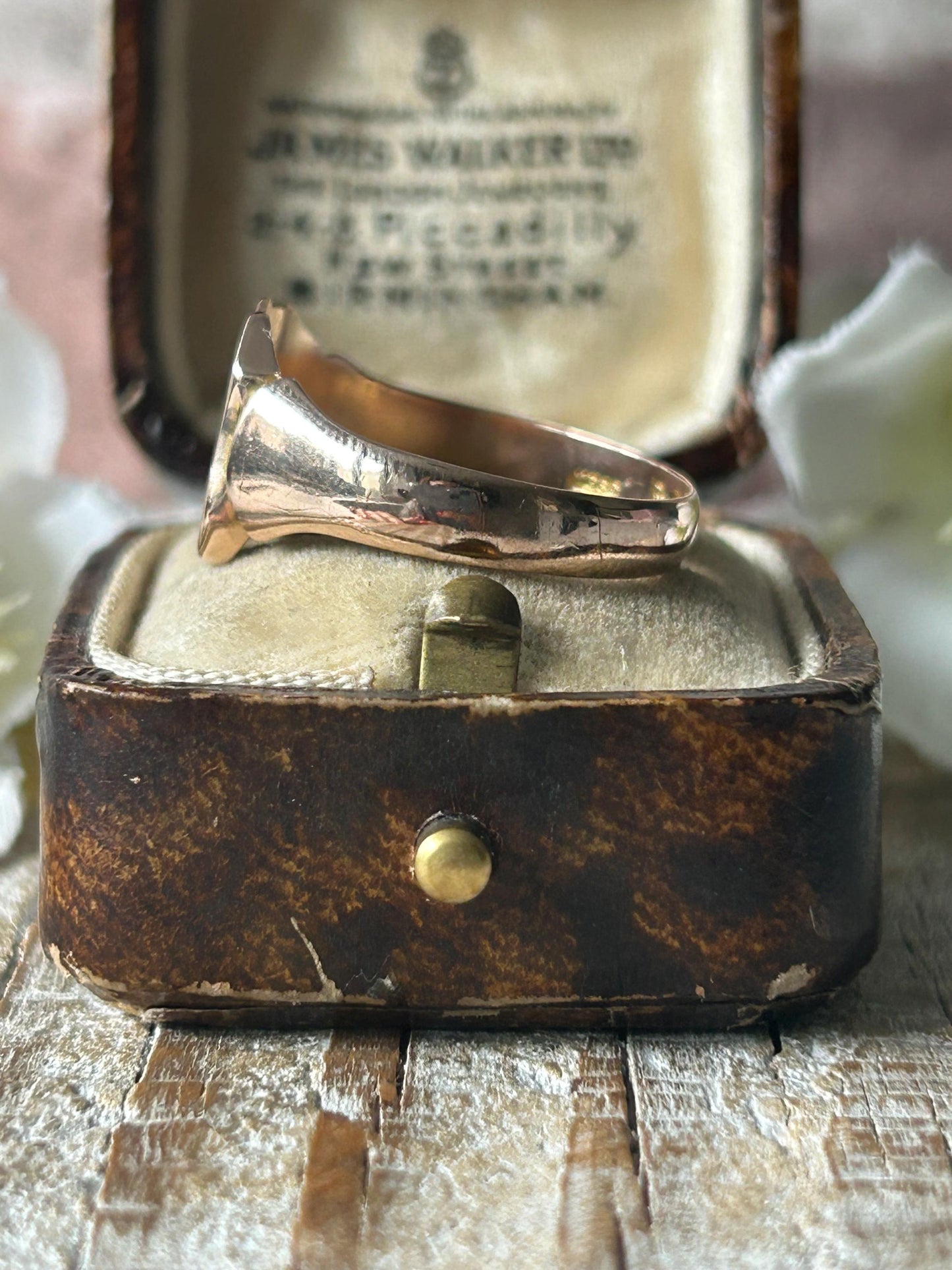 Antique Art Deco Shield Signet Ring 9 Carat Yellow Gold 1931, Solid Gold Blank Signet Ring Chester Hallmark, Statement Ring, Gold Jewelry