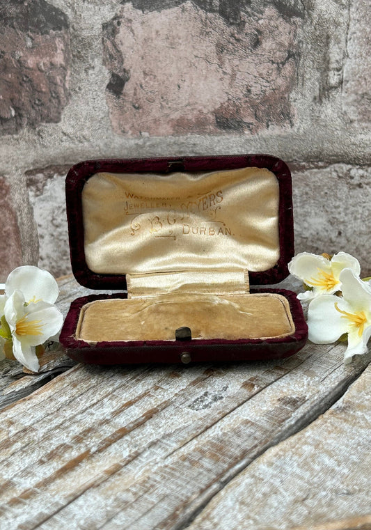Antique Burgundy Velvet Brooch Box