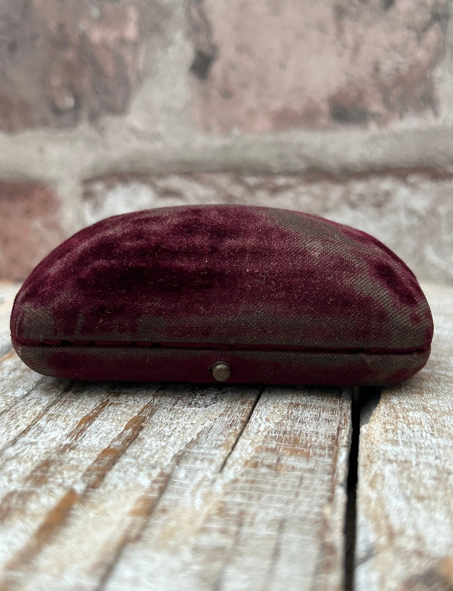 Antique Burgundy Velvet Brooch Box