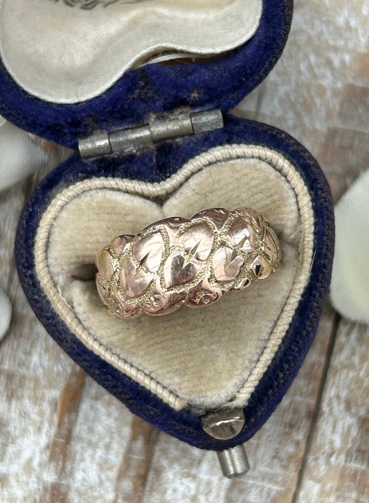 Antique Heart Keeper Pinky Ring 9 Carat Gold 1918