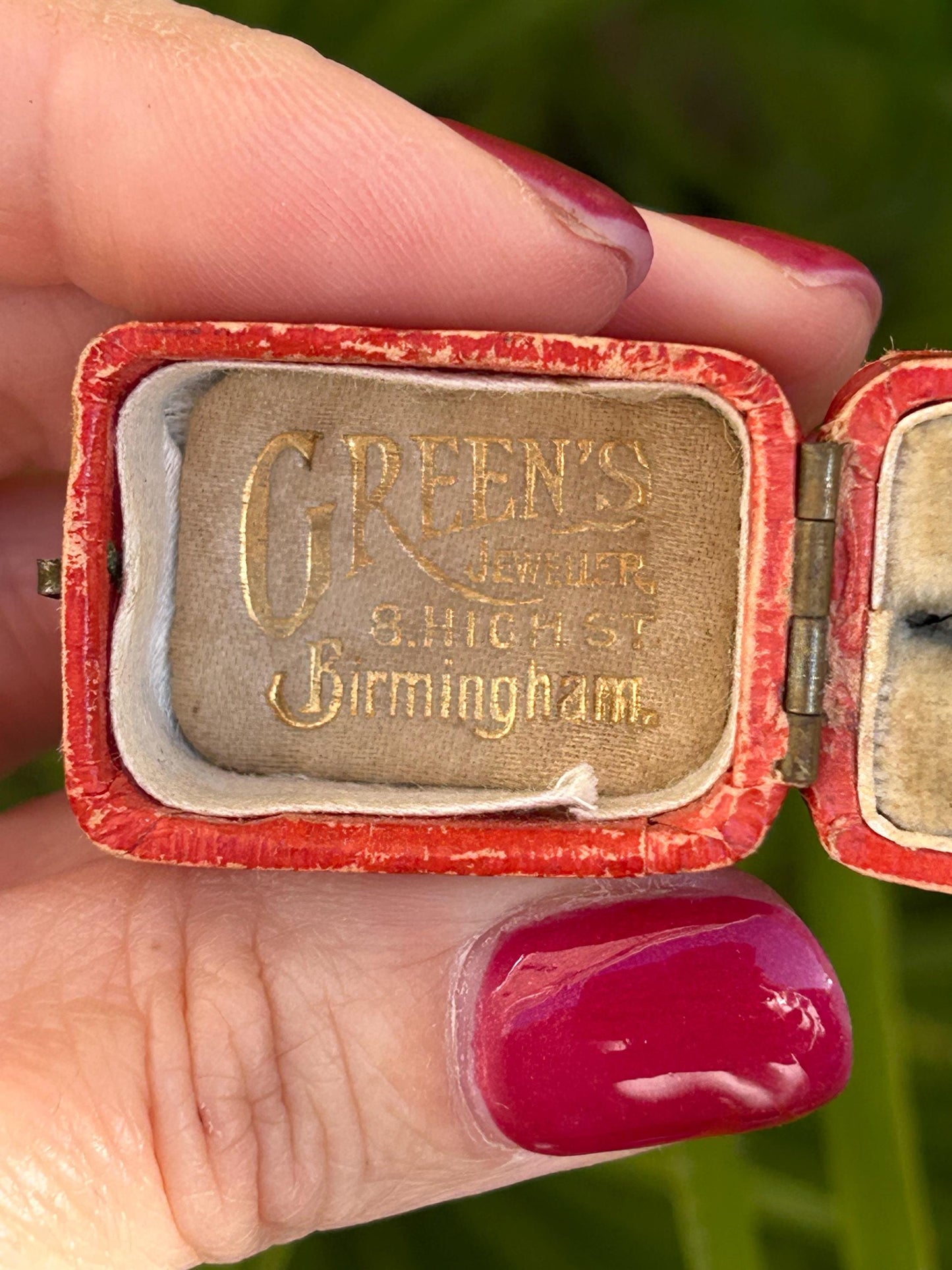 Antique Red English Rectangular Ring Box