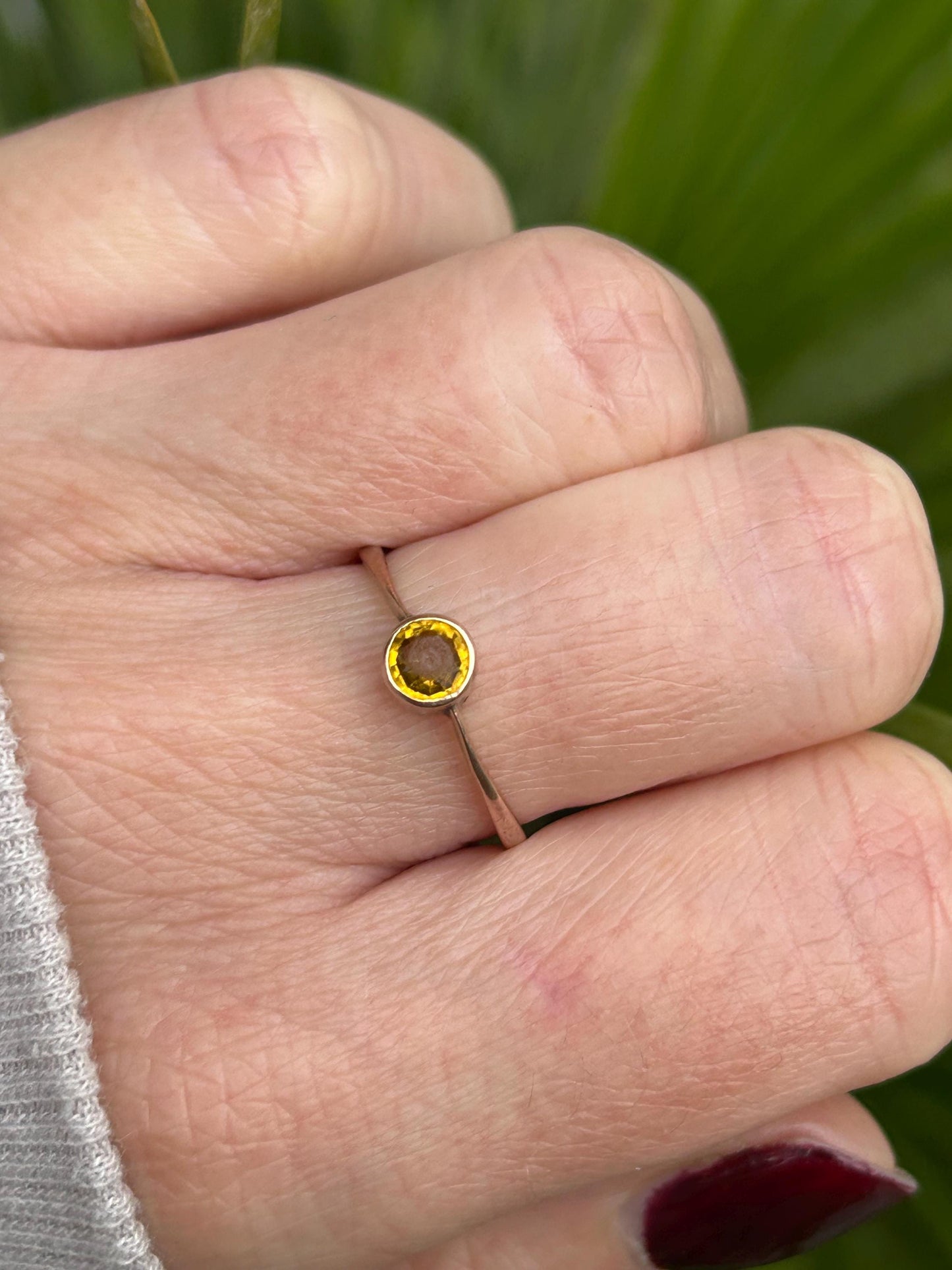 Antique Citrine Paste Solitaire Ring 9 Carat Yellow Gold