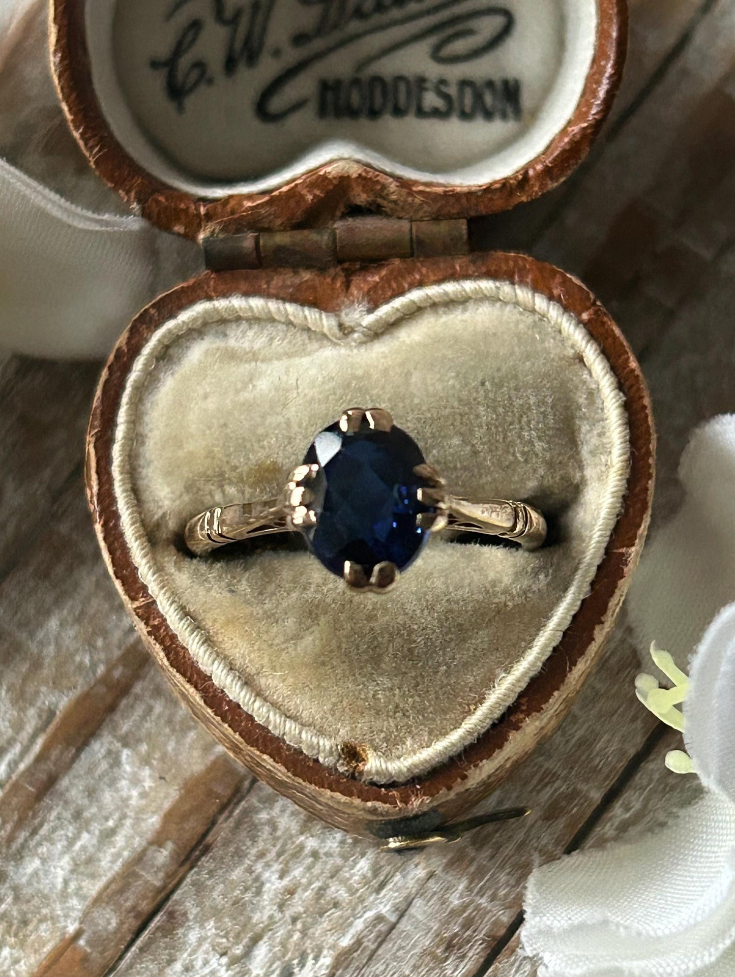 Vintage Oval Sapphire Solitaire Ring 9 Carat Yellow Gold