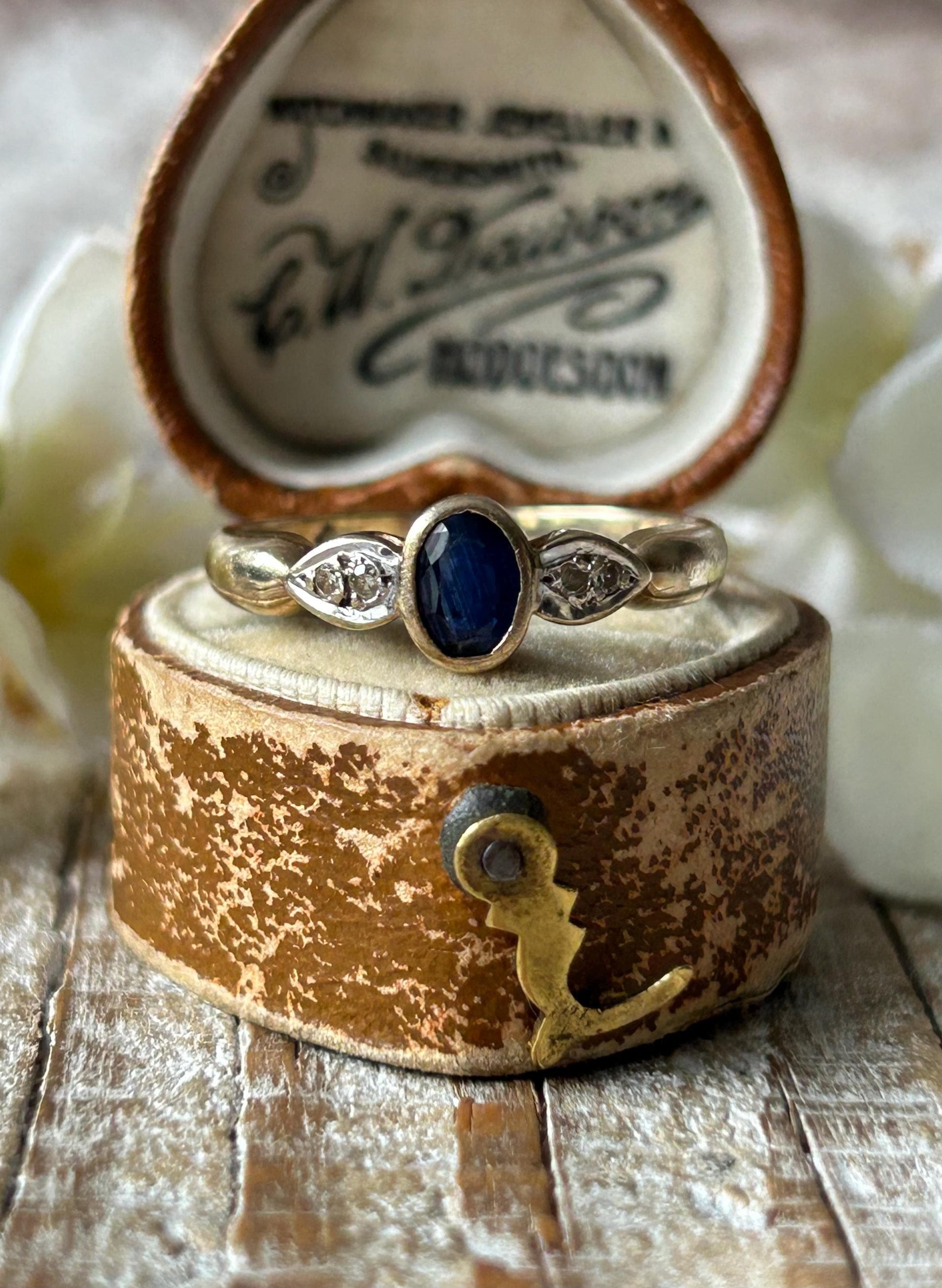 Vintage Oval Sapphire and Diamond Ring 9 Carat Yellow Gold 2000