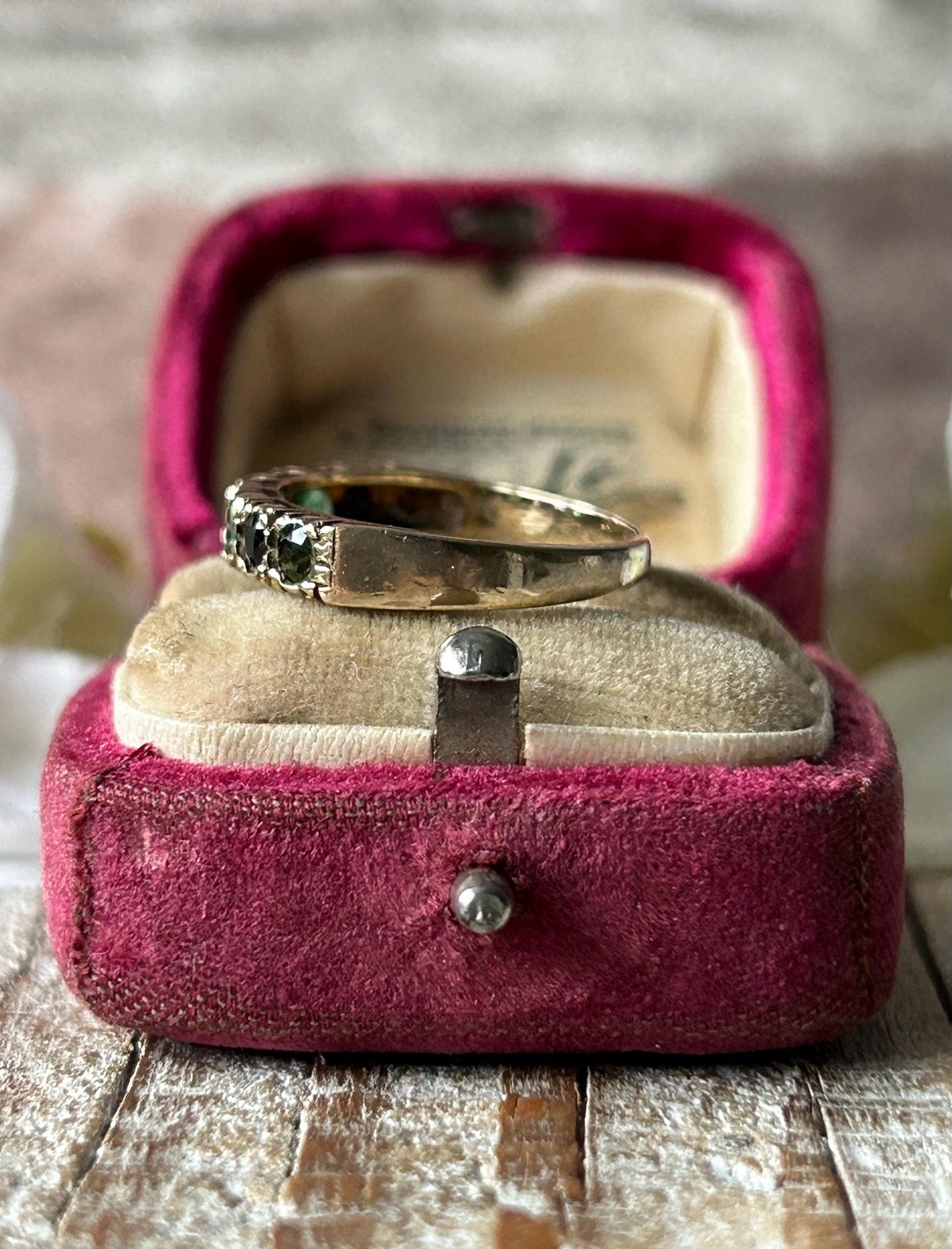 Vintage DEAREST Acrostic Gemstone Ring 9 Carat Yellow Gold 1980s