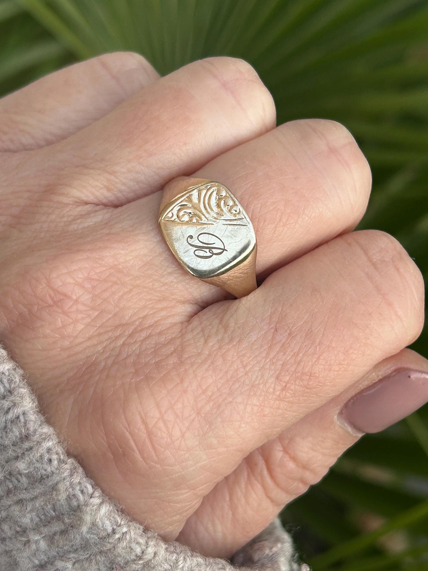 Vintage Monogram Initial B Square Signet Ring 9 Carat Yellow Gold