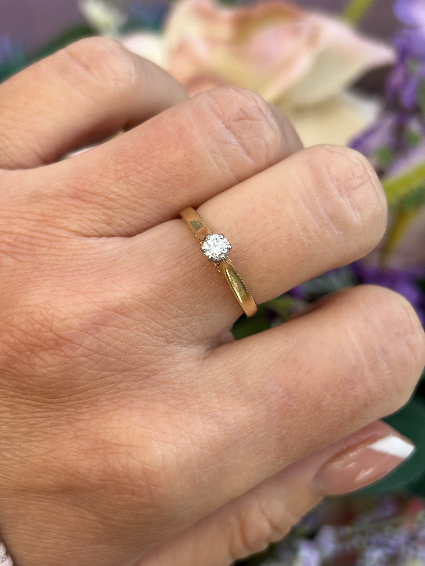 Vintage Diamond Solitaire Ring 18 Carat Yellow Gold 1997